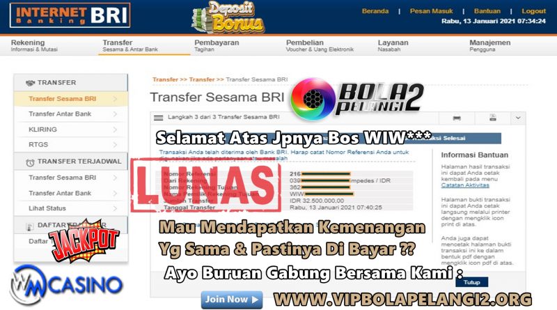 Pemenang CASINO ONLINE 13 Januari 2021