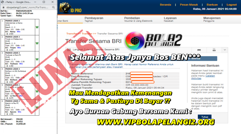 Pemenang MIX PARLAY 06 Januari 2021