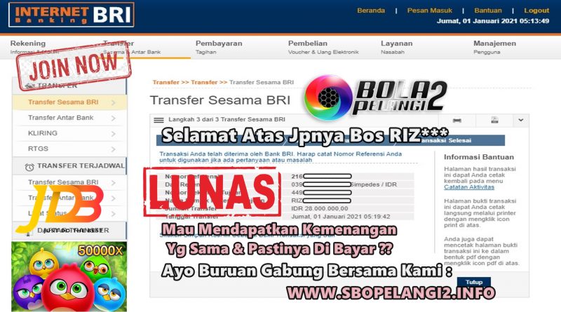 Pemenang SLOT JDB 01 Januari 2020