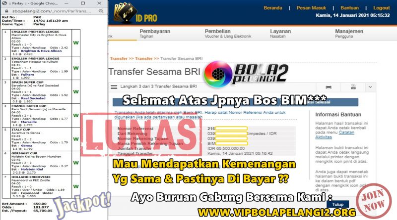 Pemenang MIX PARLAY 14 Januari 2021