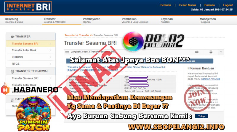 Pemenang SLOT HABANERO 02 Januari 2020