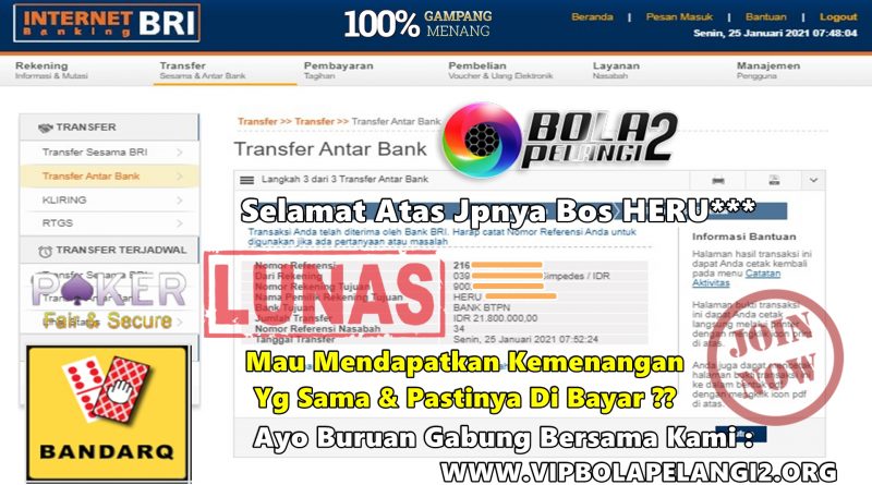 Pemenang POKER ONLINE 25 Januari 2021