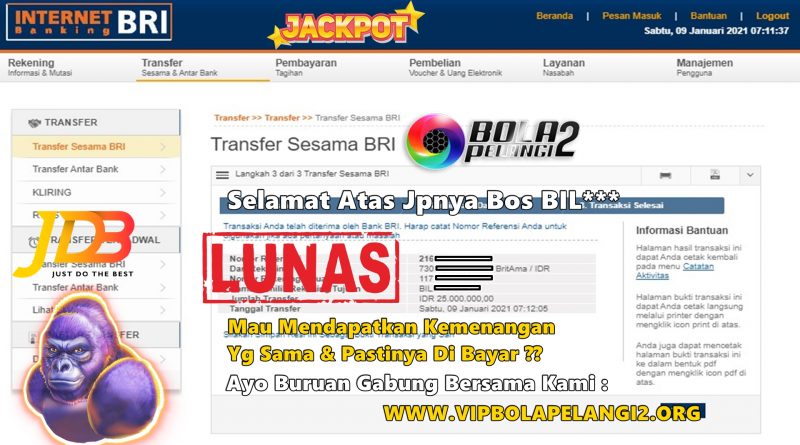 Pemenang SLOT JDB 09 Januari 2021