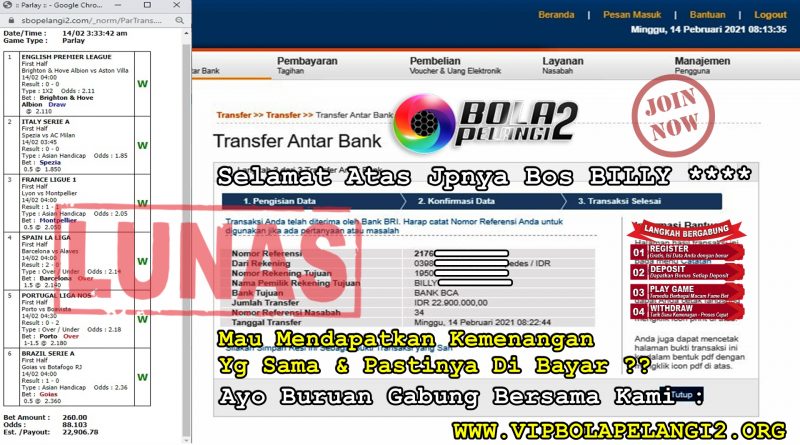 Pemenang MIX PARLAY 15 Febuary 2021