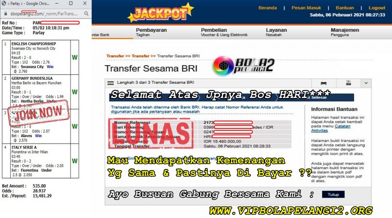 Pemenang MIX PARLAY 06 Febuary 2021