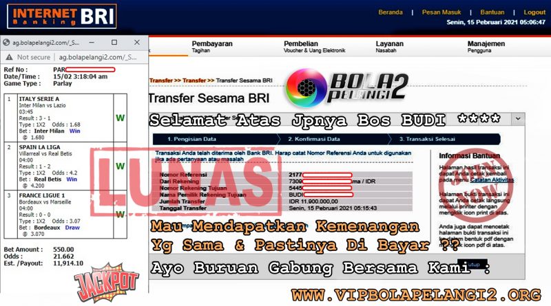 Pemenang MIX PARLAY 15 Febuary 2021