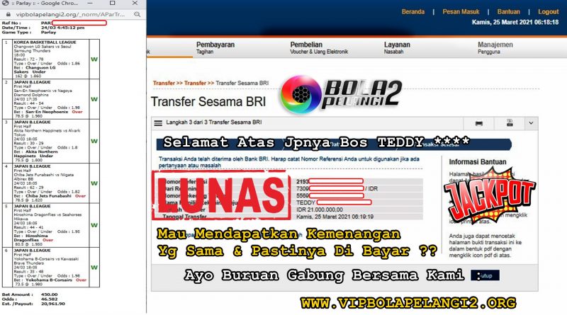 Pemenang MIX PARLAY 25 Maret 2021