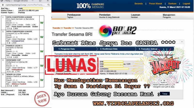 Pemenang MIX PARLAY 11 Maret 2021