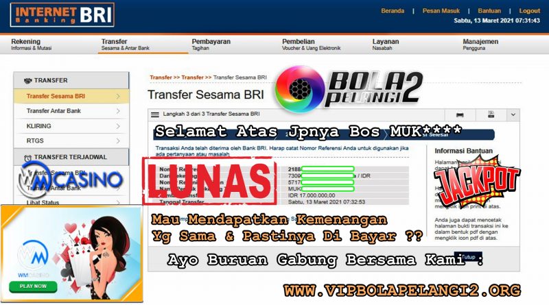 Pemenang CASINO ONLINE 13 Maret 2021