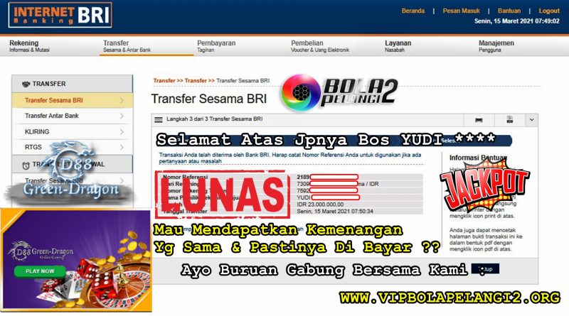 Pemenang CASINO ONLINE 15 Maret 2021