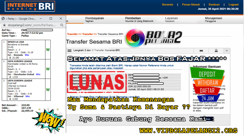 Pemenang MIX PARLAY 30 April 2021