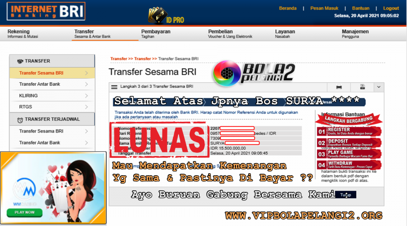 Pemenang WM CASINO Online 20 April 2021