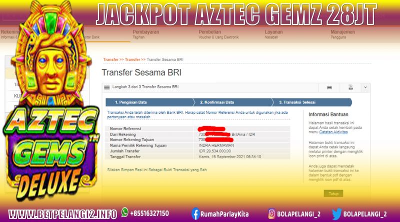 JACKPOT TANGGAL SEBESAR 28JT TANGGAL 16 SEPTEMBER 2021