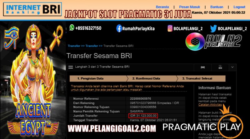 JACKPOT SLOT PRAGMATIC 31 JUTA 07 OKTOBER 2021