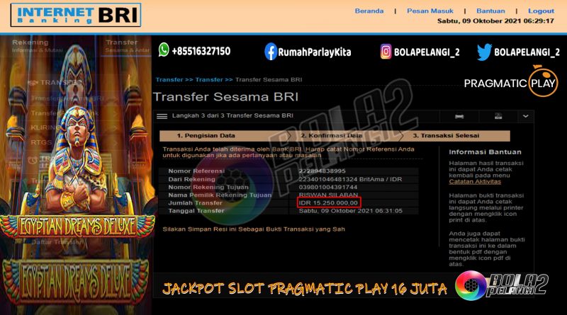 JACKPOT SLOT GAME PRAGMATIC 15 JUTA 09 OKTOBER 2021