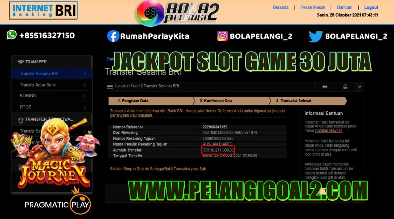 JACKPOT SLOT PRAGMATIC 10 JUTA 25 OKTOBER 2021