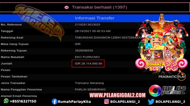 JACKPOT SLOT PRAGMATIC PLAY 26 JT 28 OKTOBER 2021